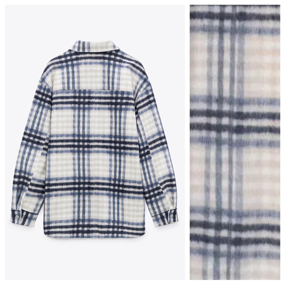NWT. Zara Faux Suede Check Overshirt. Size XS. - Picture 3 of 8